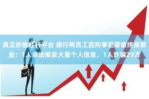 真正炒股杠杆平台 建行两员工因刑事犯罪被终身禁业：1人非法贩卖大量个人信息，1人诈骗29万